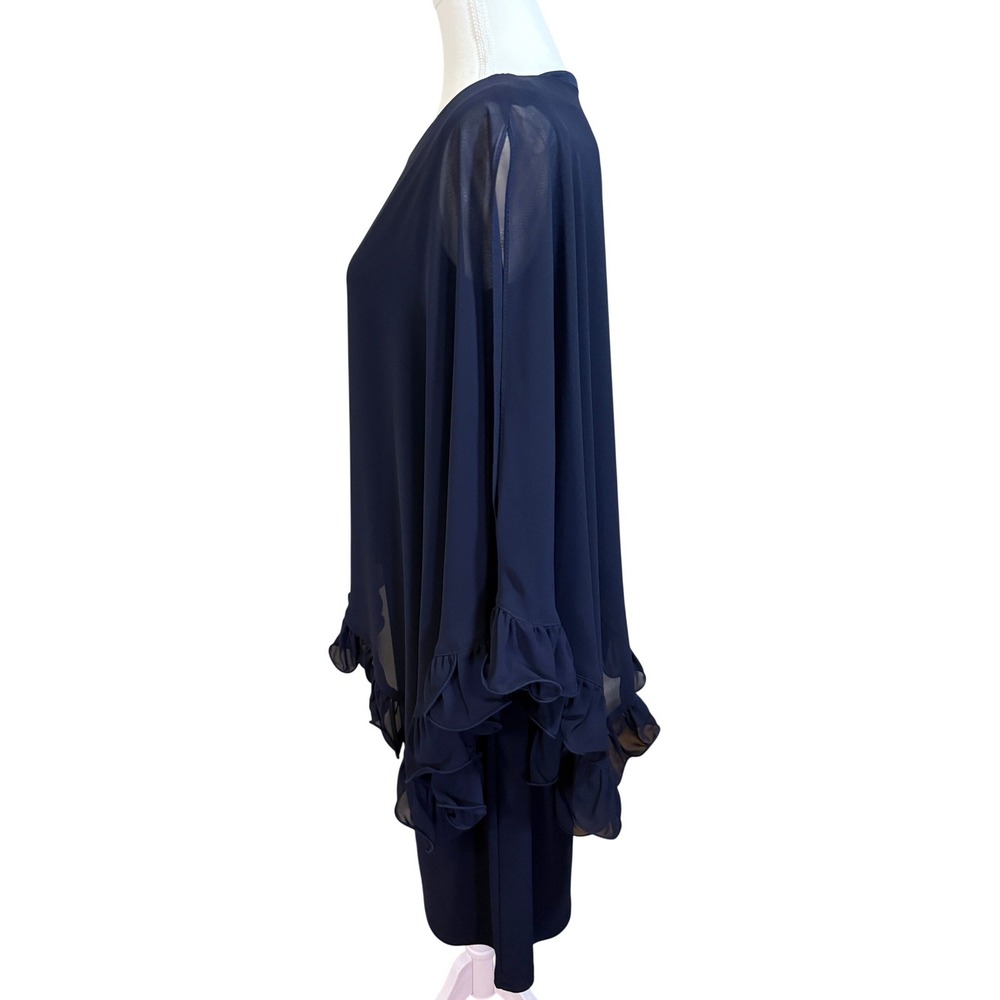 Joseph Ribkoff Cocktail Dress Womens 14 Navy Blue Asymmetrical Ruffle 171246 - Picture 5 of 10